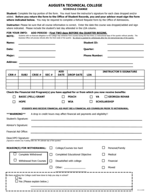 Augusta Technical College Schedule Change Form