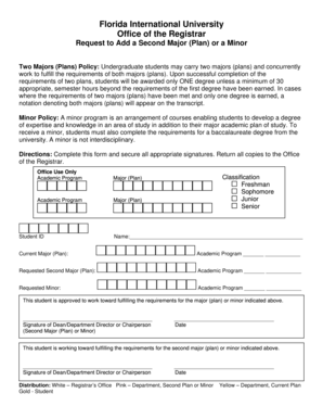 Florida International University Second Major Minor Request Form