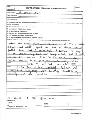 Critique Personal Statement Form