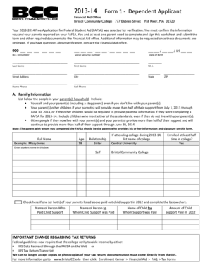 2013-14 Dependent Applicant Verification Form