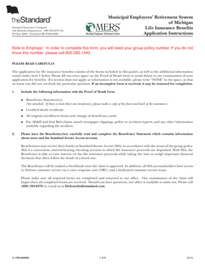 Michigan Life Insurance Benefits Claim Form