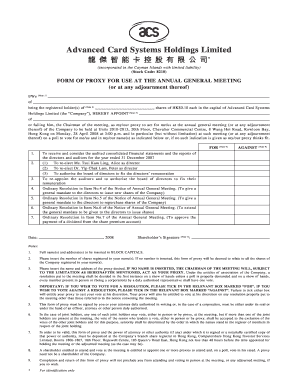 Proxy Form for Annual General Meeting