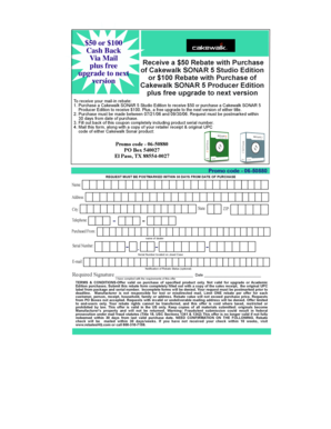 Cakewalk SONAR 5 Rebate Form