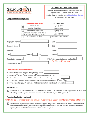 2015 Georgia Tax Credit Form