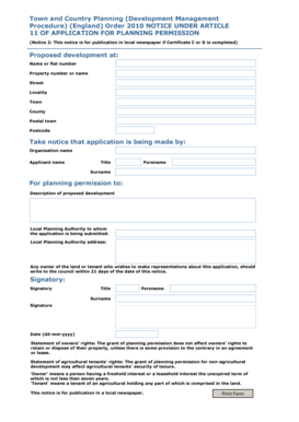 Planning Permission Application Notice