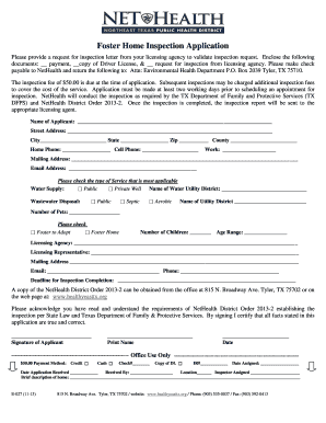 Foster Home Inspection Application