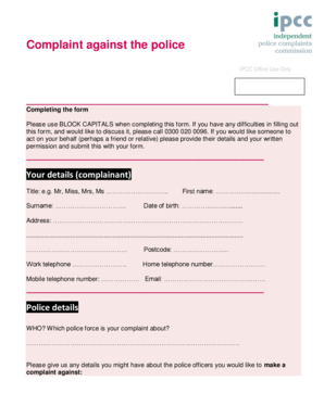 UK Police Complaint Form
