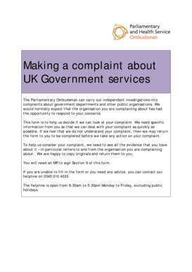 UK Government Complaint Form