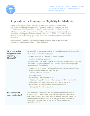 Application for Presumptive Eligibility for Medicaid