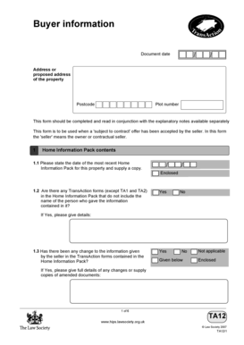 UK Property Sale Information Form