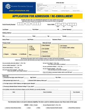 Atlanta Technical College Application for Admission