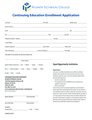 Continuing Education Enrollment Application