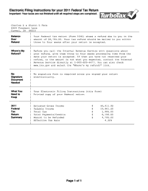 2011 US Federal Tax Return Form 1040