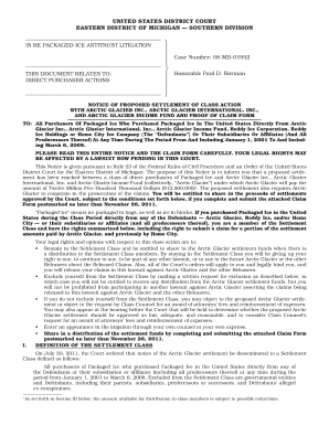Packaged Ice Antitrust Settlement Claim Form