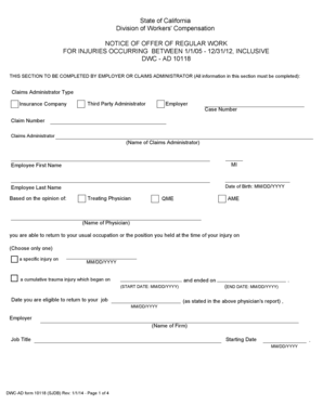 California Notice of Offer of Regular Work