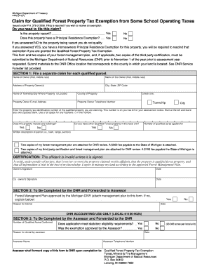Michigan Qualified Forest Property Tax Exemption Form 4449