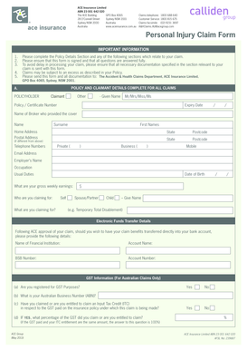 Personal Injury Claim Form