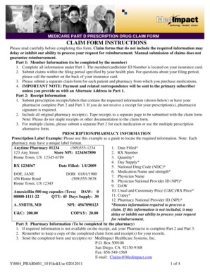 Medicare Part D Prescription Drug Claim Form