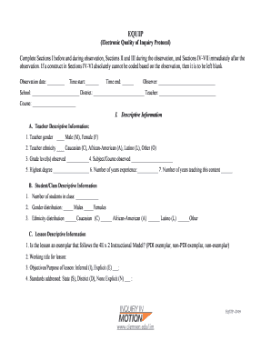 EQUIP Observation Form