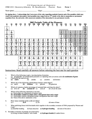 Chemistry Practice Exam Form
