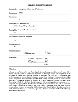 Subject Description Form