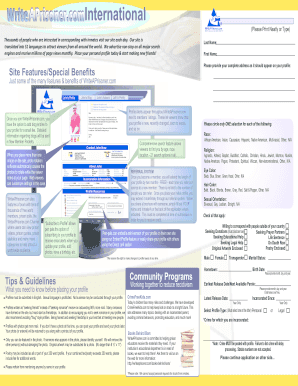 WriteAPrisoner.com Pen Pal Application