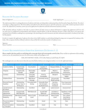 School Recommendation & Release of Student Records