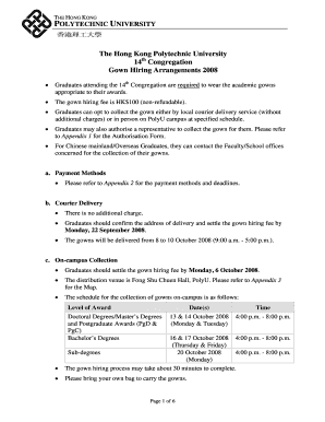 Hong Kong Polytechnic University Gown Hiring Arrangements