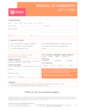 University of Sydney Gift Form