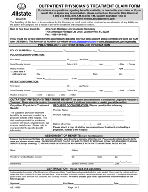 Outpatient physician's treatment claim form - JTS Financial Services