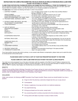 Blue Cross Blue Shield of Michigan Drug Claim Form