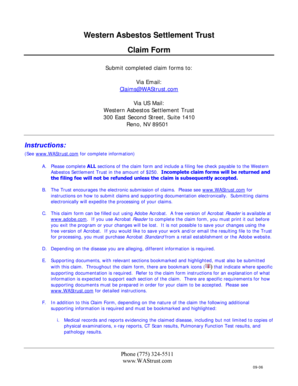 Western Asbestos Settlement Trust Claim Form