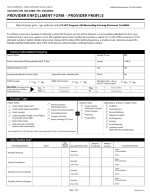 California VFC Provider Enrollment Form
