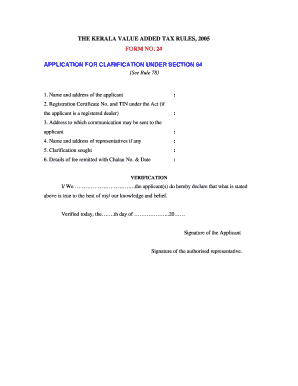 Kerala VAT Clarification Application Form 24
