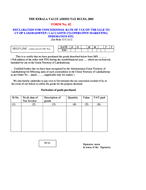 Kerala VAT Form 42