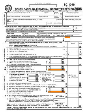 South Carolina Individual Income Tax Return 2006