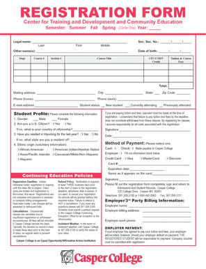 Casper College Registration Form
