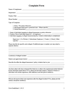 Harassment Complaint Form - Delaware County, Ohio