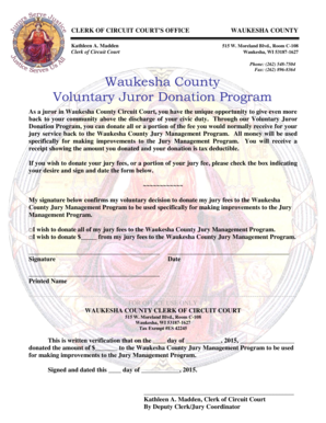 Waukesha County Voluntary Juror Donation Form