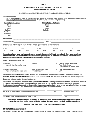 Washington State Vaccine Provider Agreement