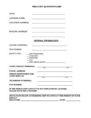 IFTA Audit Questionnaire