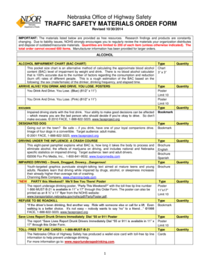 Nebraska Traffic Safety Materials Order Form