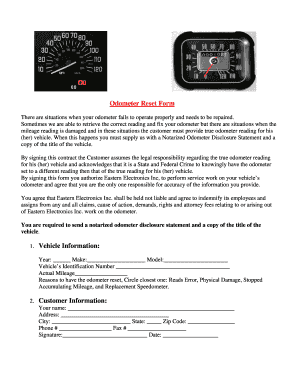 Odometer Reset Form