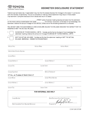 Odometer Disclosure Statement