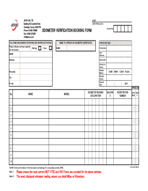 odo meter online booking form