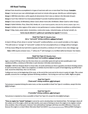 California Road Test Form