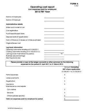 2012 FBT Year Operating Cost Report