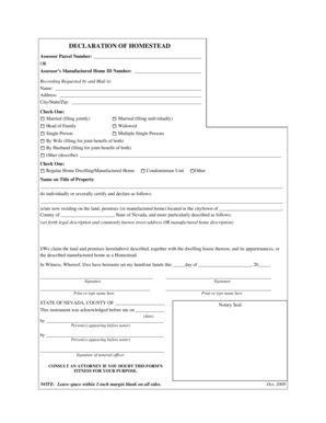 Nevada Declaration of Homestead