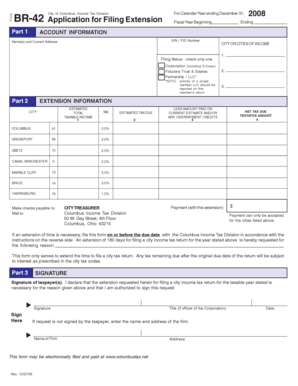 City of Columbus Income Tax Extension Application
