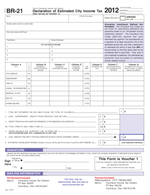 Columbus City Income Tax Declaration Form
